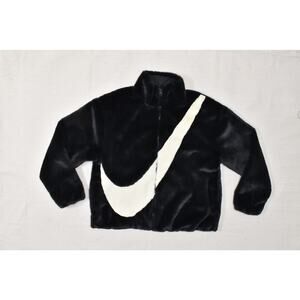 Nike Sz M Sportswear Swoosh Logo Full zip Oversized Jacket Fossil DM175